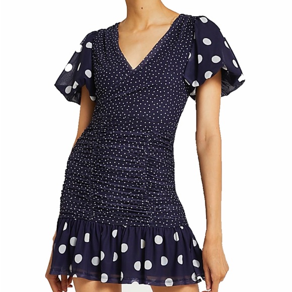 River Island Dresses & Skirts - River Island Navy and White Polka Dot Mini Dress